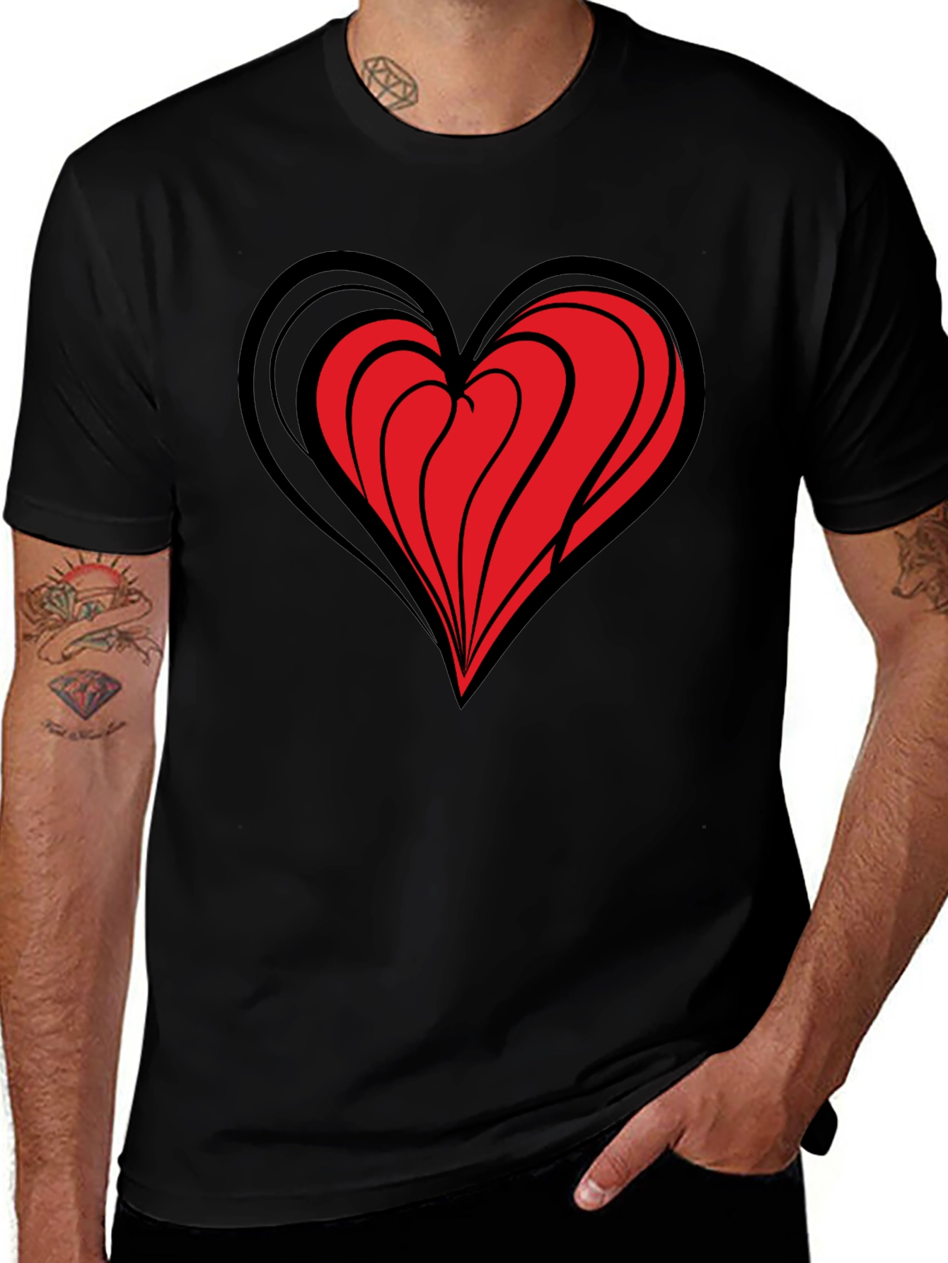Heart Graphic Black T-Shirt