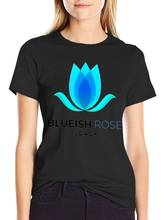 Blueish Rose Flower Graphic T-Shirt - Modern Design