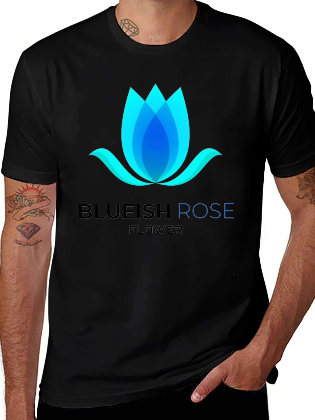 Blueish Rose Flower Graphic T-Shirt - Modern Design