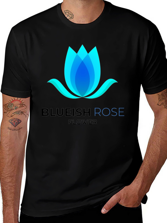 Blueish Rose Flower Graphic T-Shirt - Modern Design