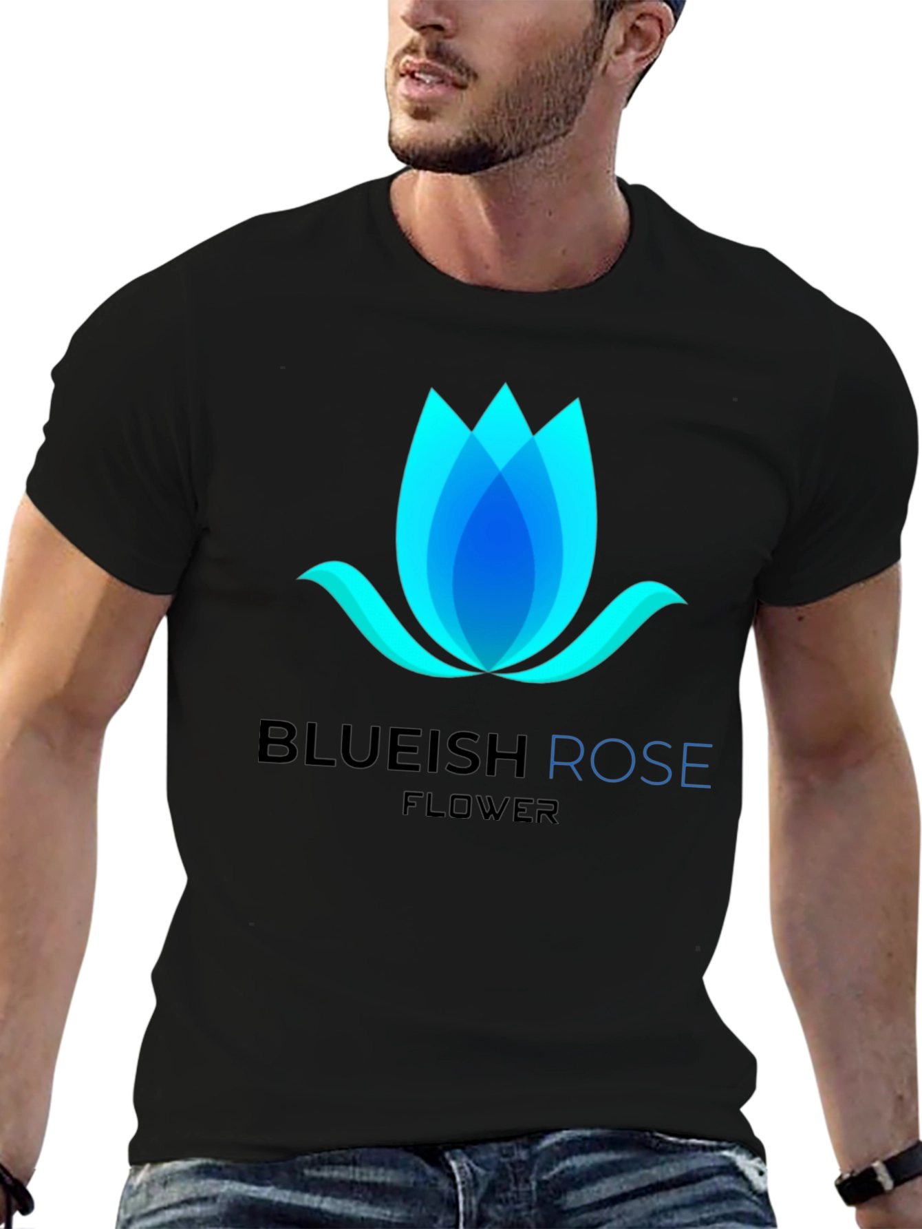 Blueish Rose Flower Graphic T-Shirt - Modern Design