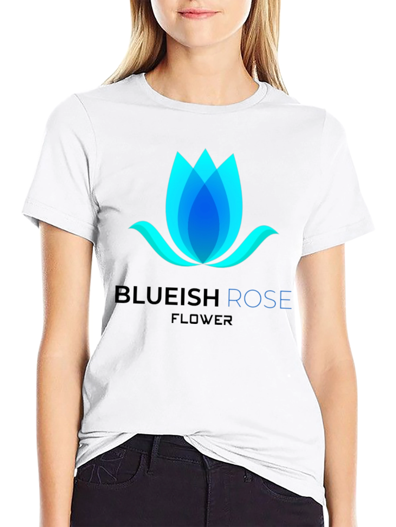Blueish Rose Flower Graphic T-Shirt - Modern Design