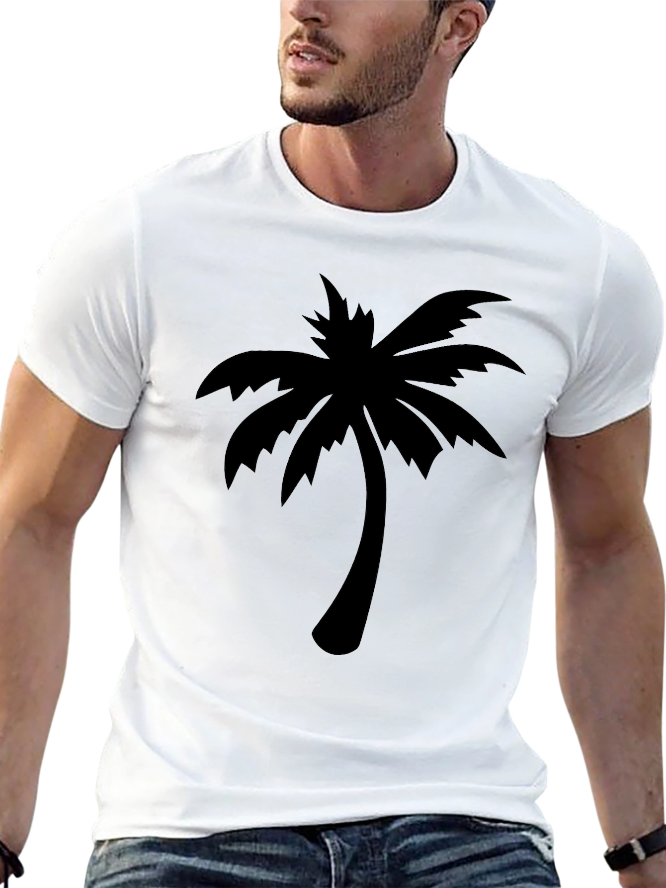 Mens Black Palm Tree Graphic Tee - Island Style