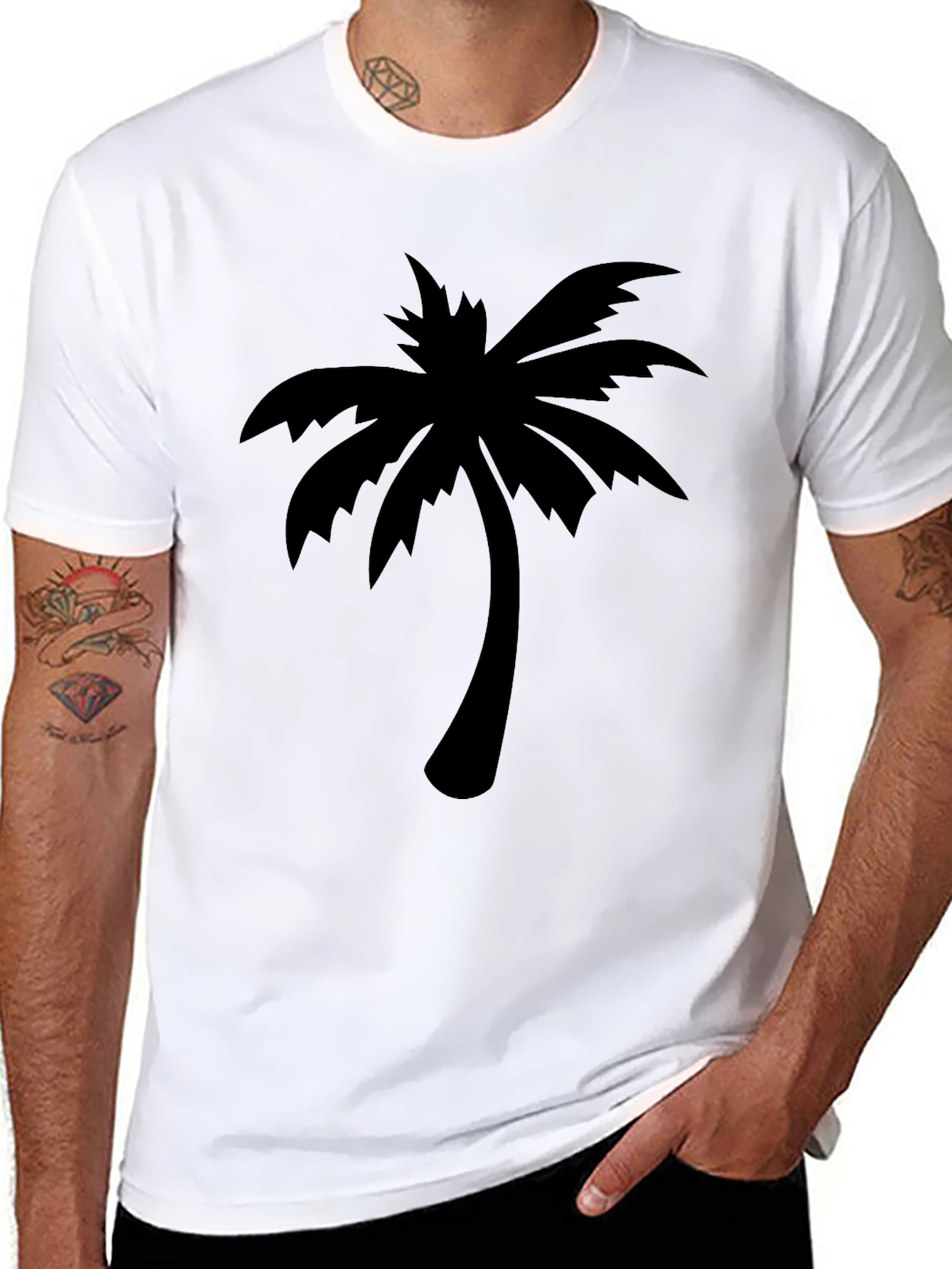 Mens Black Palm Tree Graphic Tee - Island Style