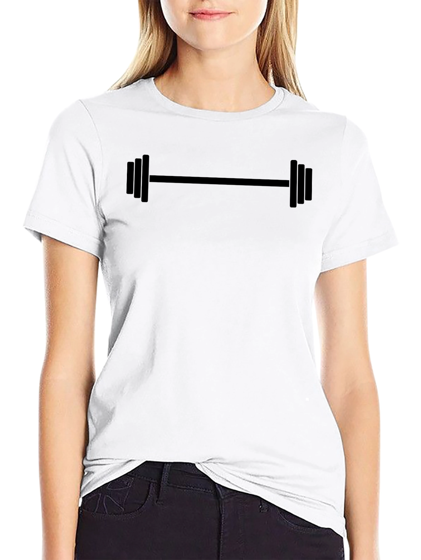 Mens Black Barbell Graphic Tee - Gym & Fitness