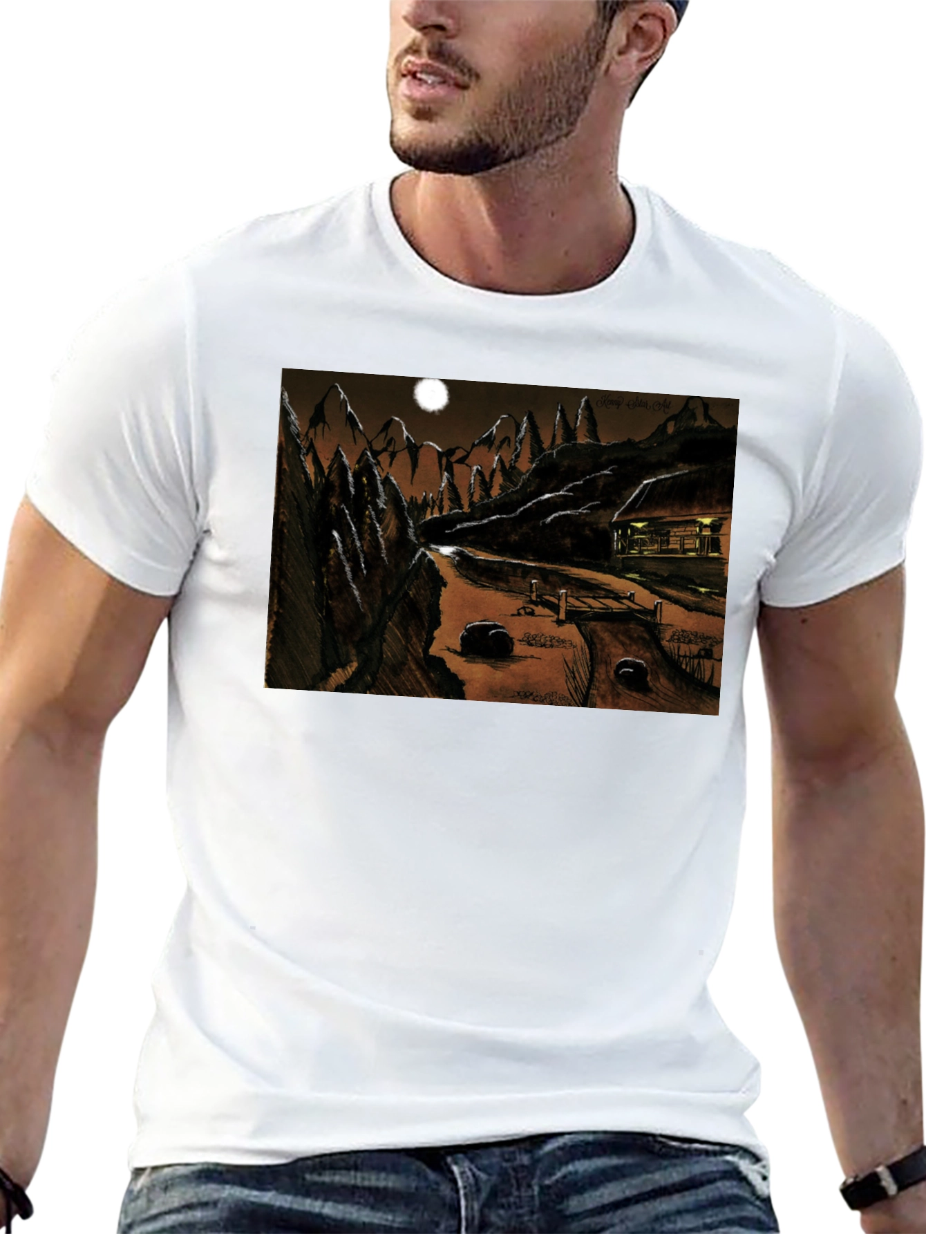 Eerie Night Cabin T-Shirt