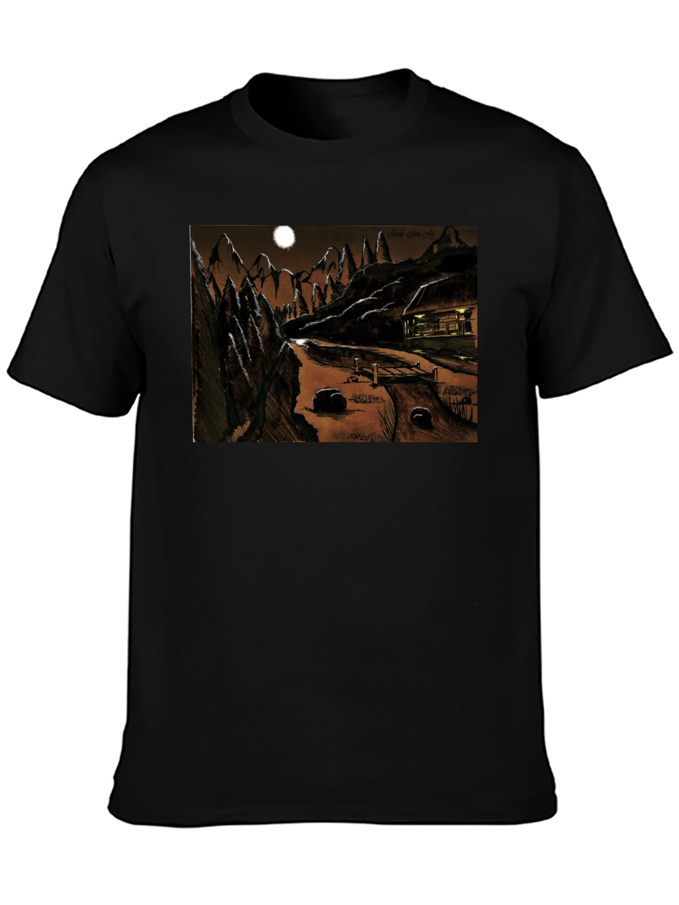 Eerie Night Cabin T-Shirt