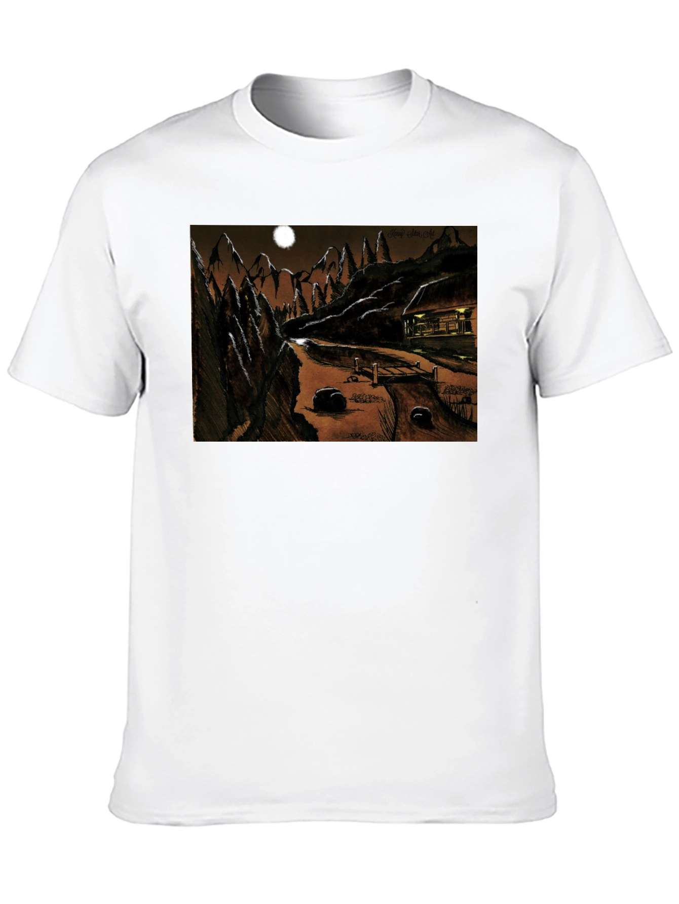 Eerie Night Cabin T-Shirt