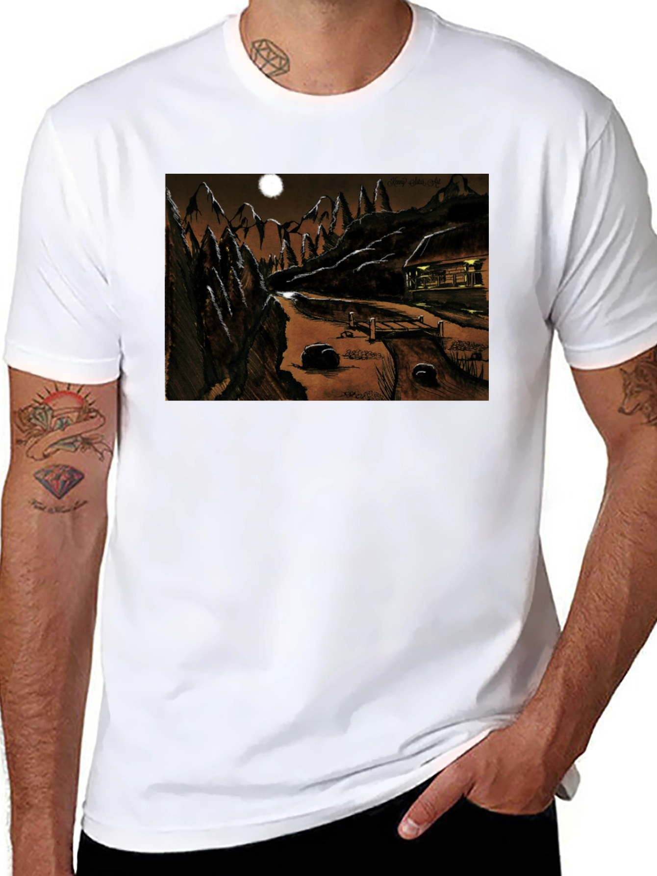 Eerie Night Cabin T-Shirt