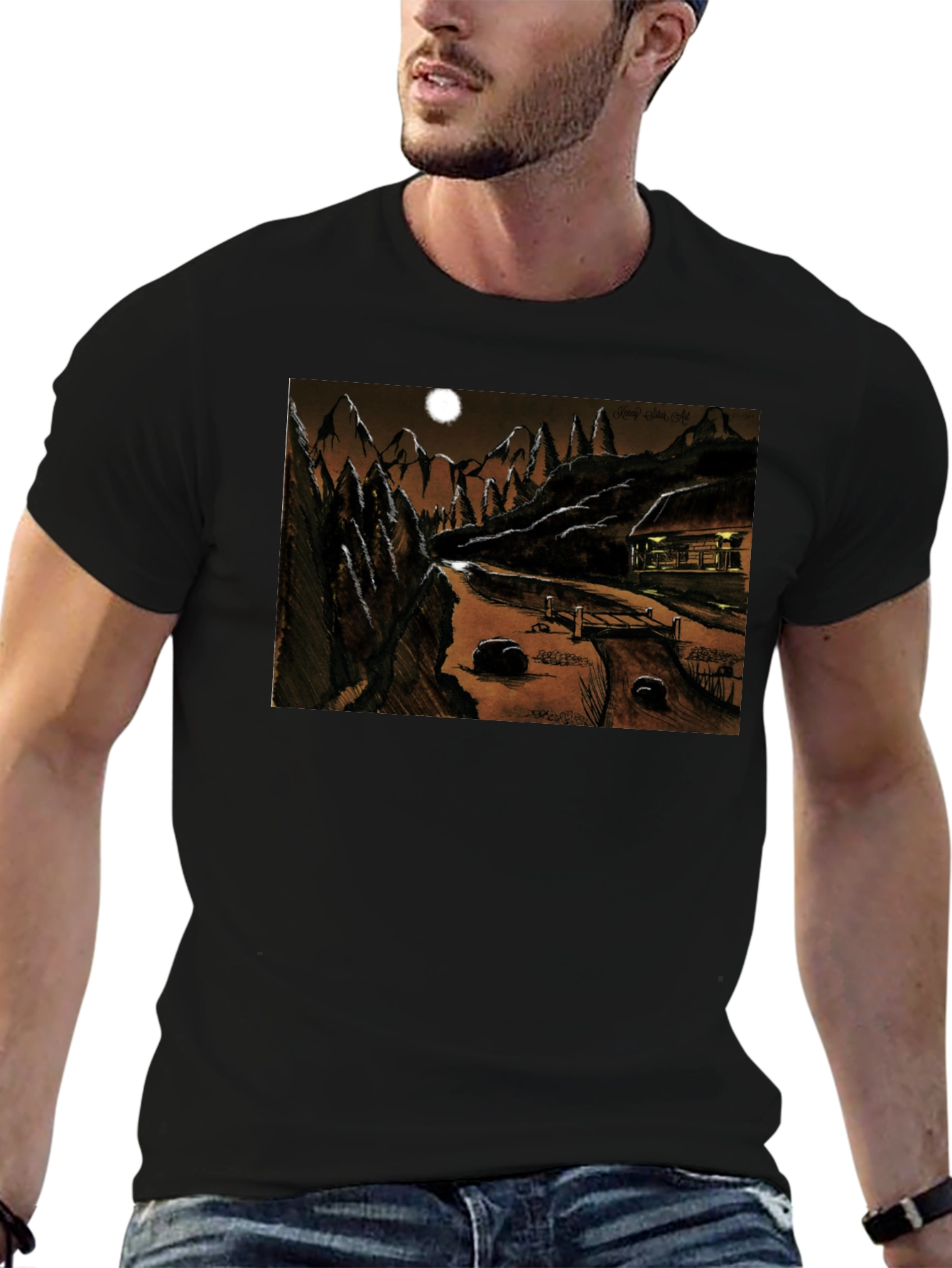 Eerie Night Cabin T-Shirt