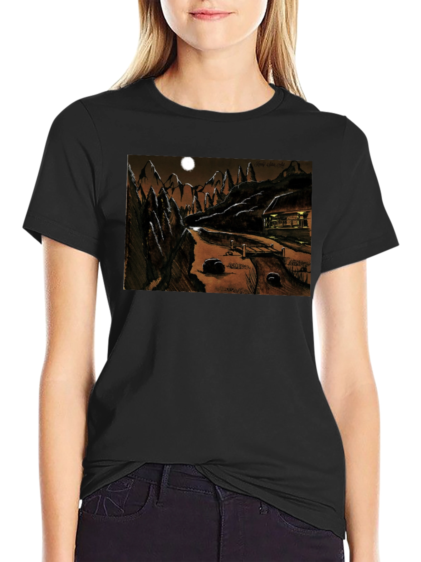 Eerie Night Cabin T-Shirt