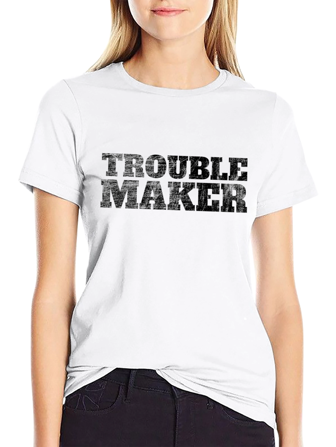 Trouble Maker Graphic Tee - Black Cotton T-Shirt