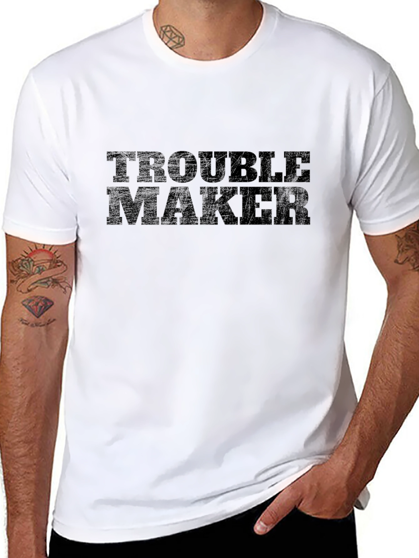 Trouble Maker Graphic Tee - Black Cotton T-Shirt