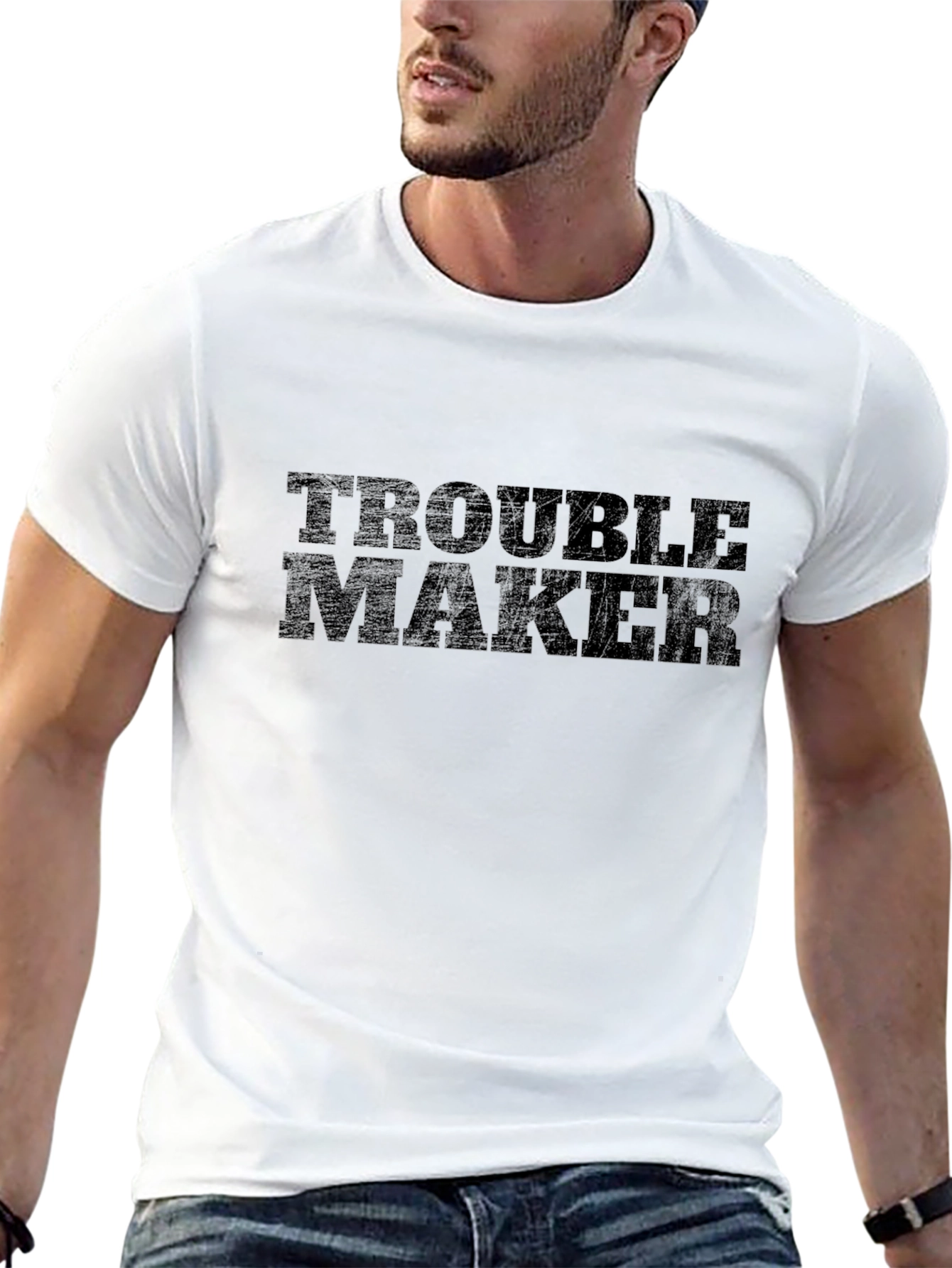 Trouble Maker Graphic Tee - Black Cotton T-Shirt