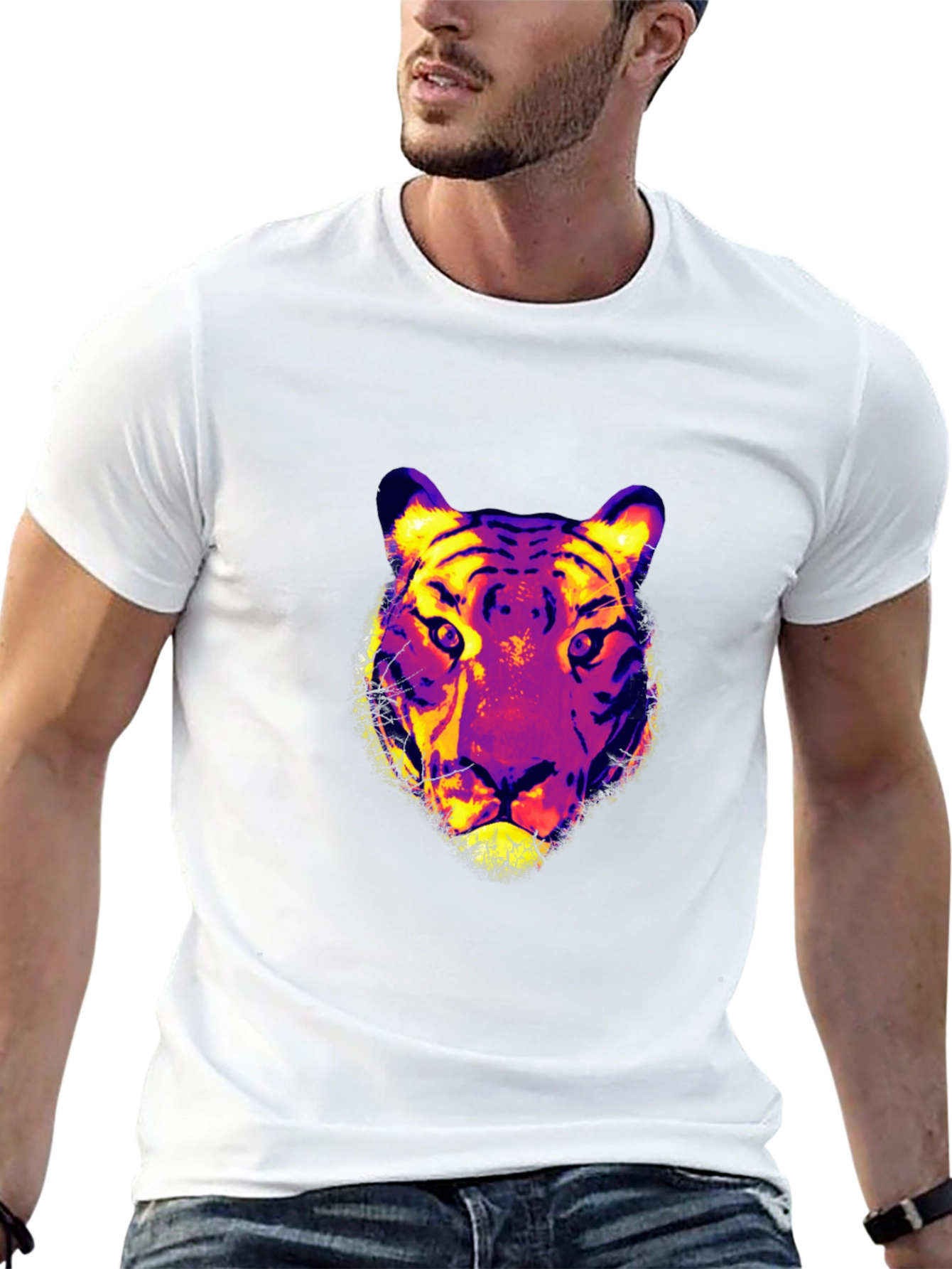 Vivid Tiger Graphic Print T-Shirt