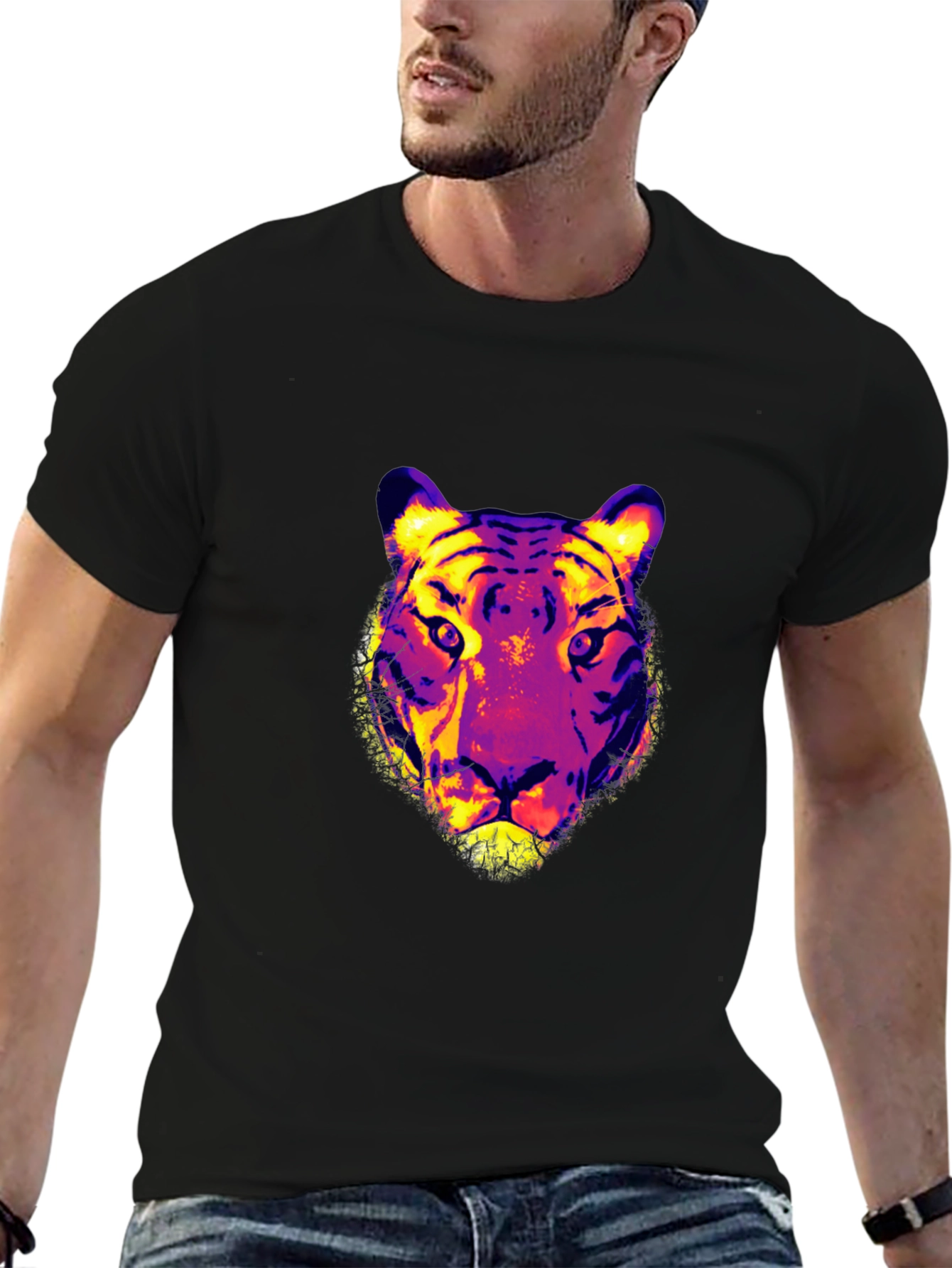 Vivid Tiger Graphic Print T-Shirt