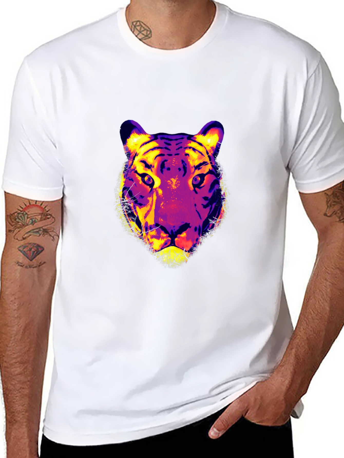 Vivid Tiger Graphic Print T-Shirt