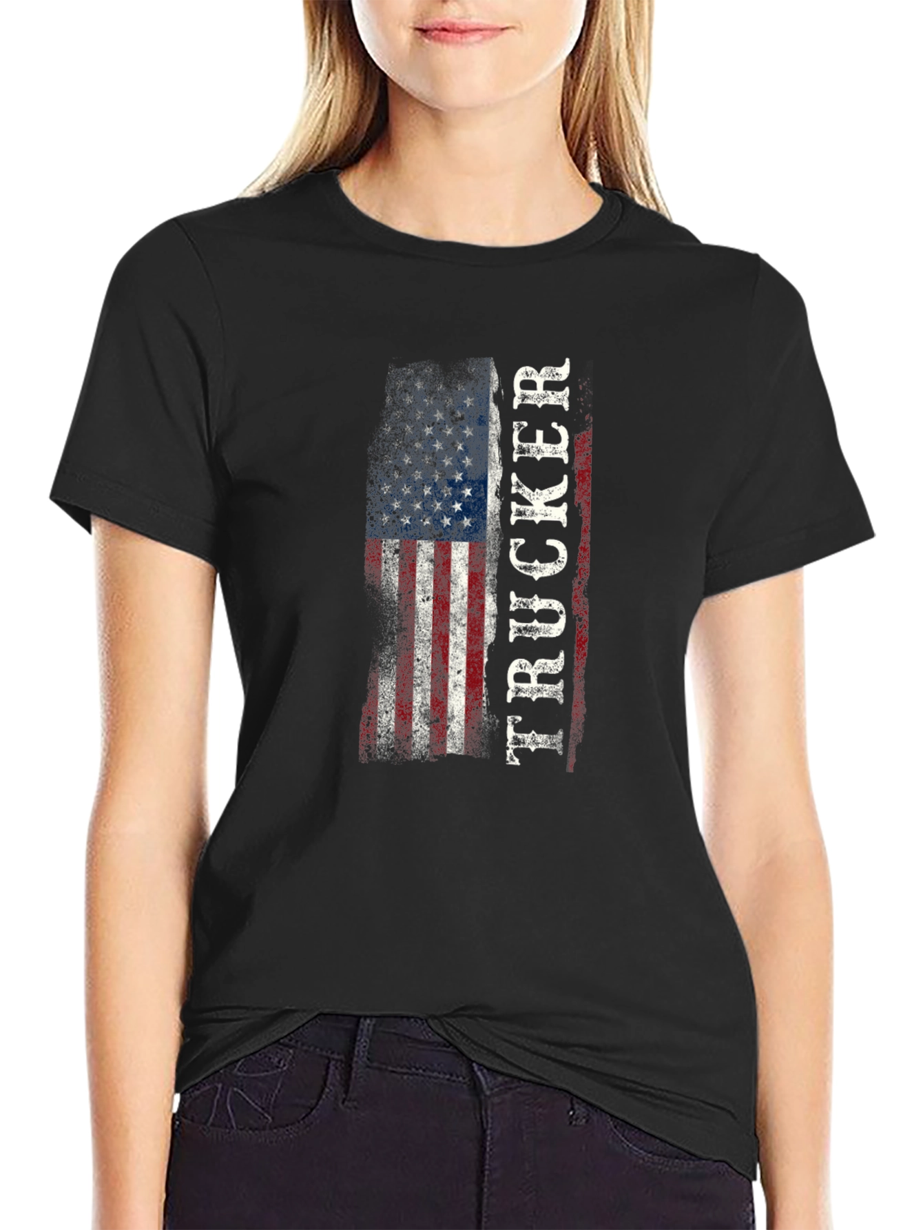 Trucker USA Flag Graphic T-Shirt