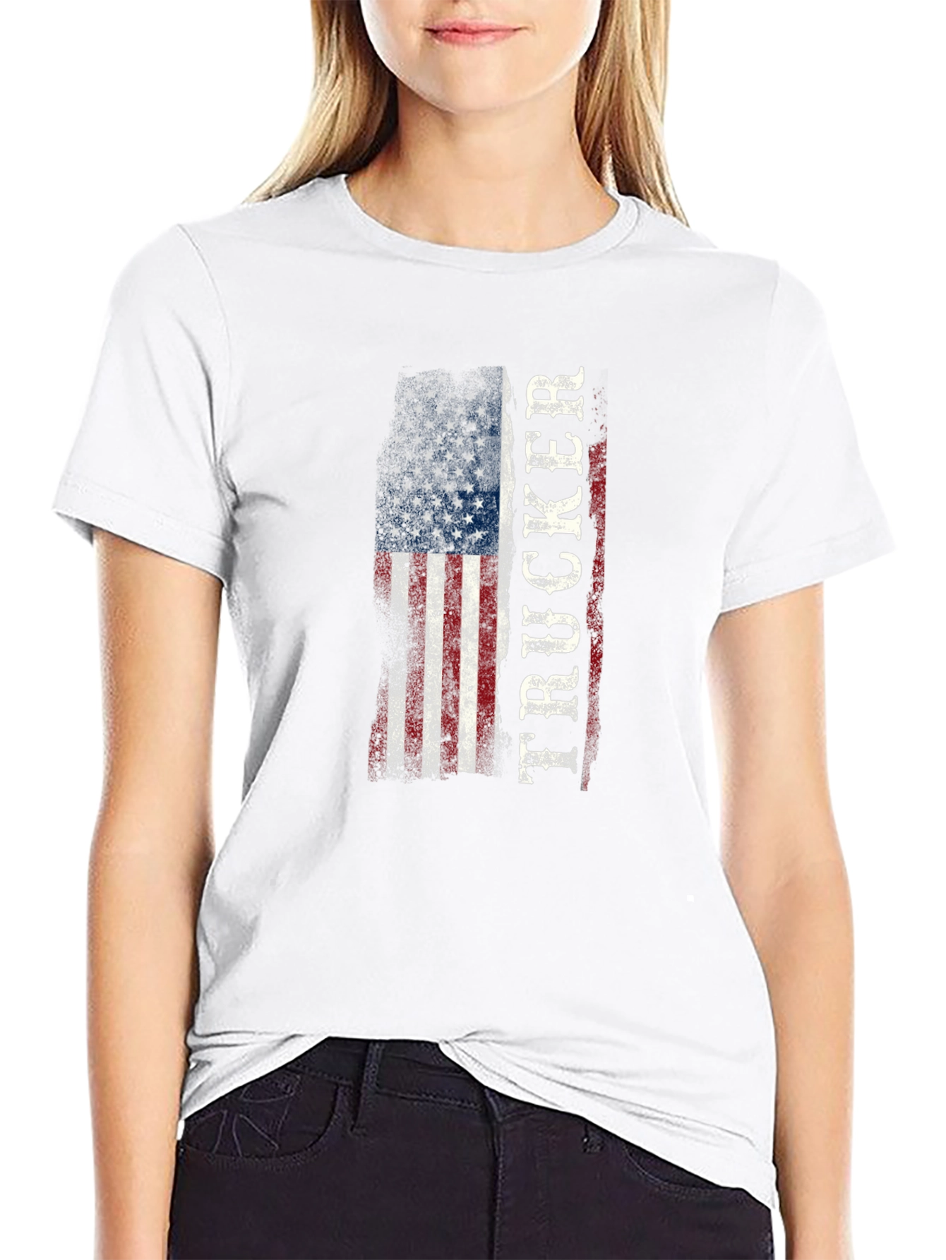 Trucker USA Flag Graphic T-Shirt