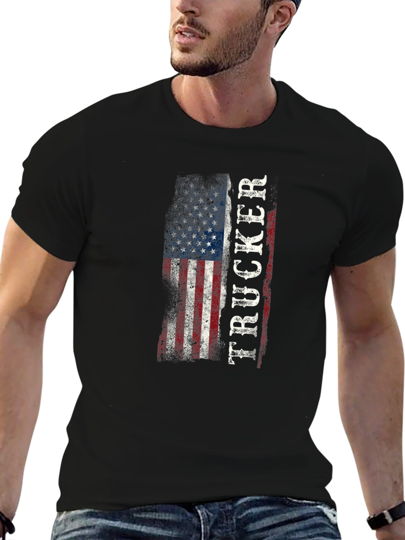 Trucker USA Flag Graphic T-Shirt