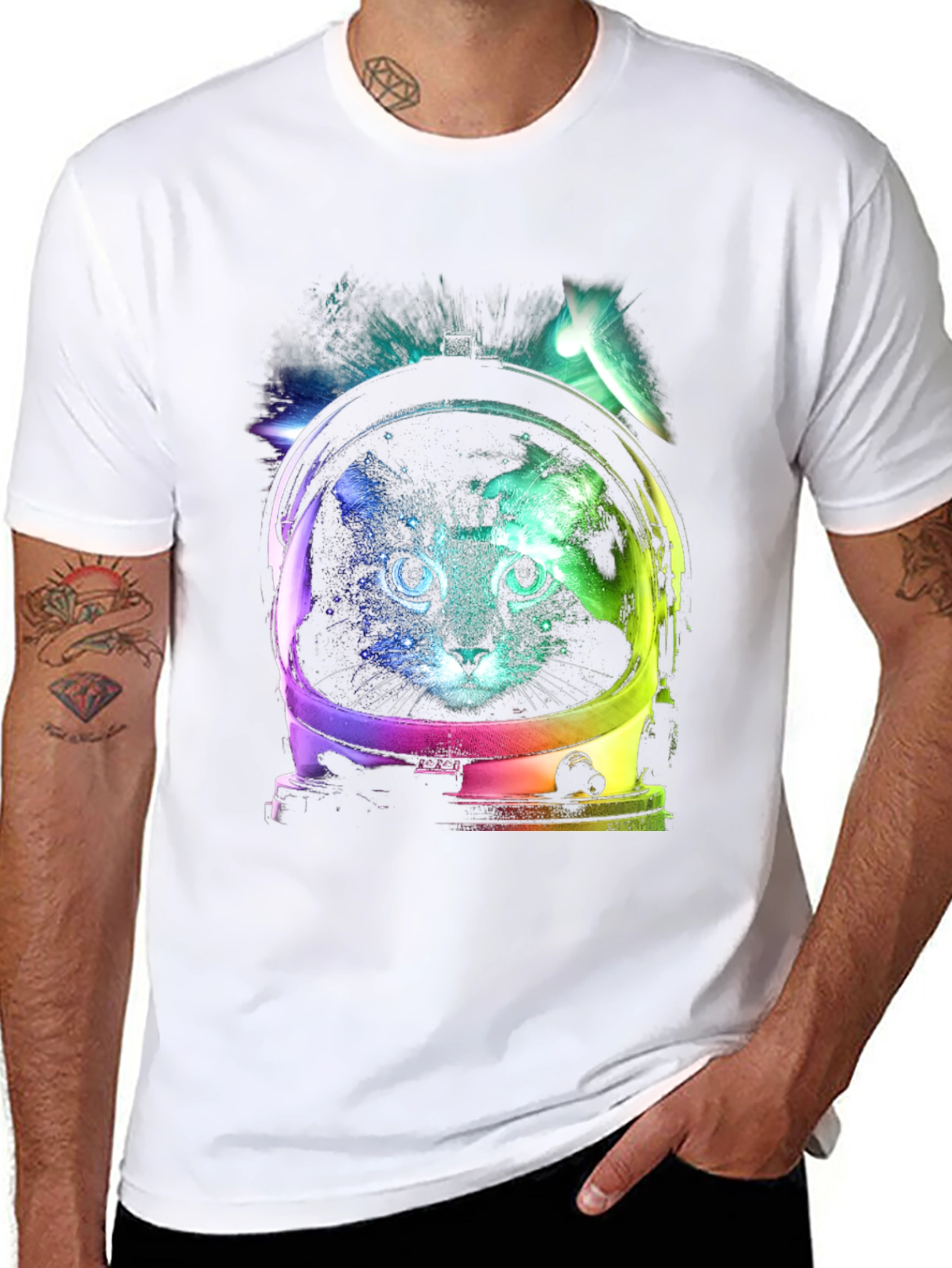 Cosmic Cat Astronaut Graphic Tee
