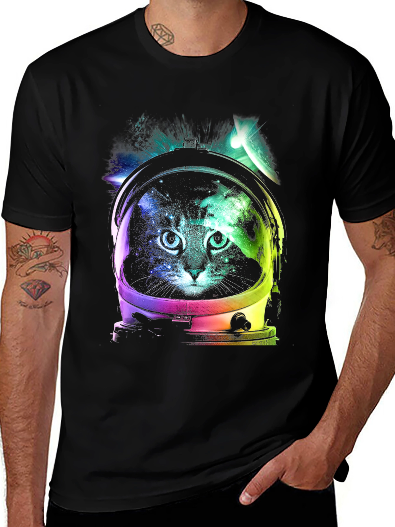 Cosmic Cat Astronaut Graphic Tee
