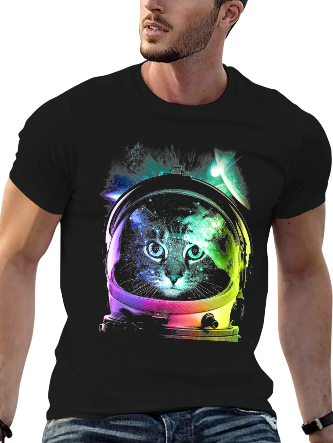 Cosmic Cat Astronaut Graphic Tee