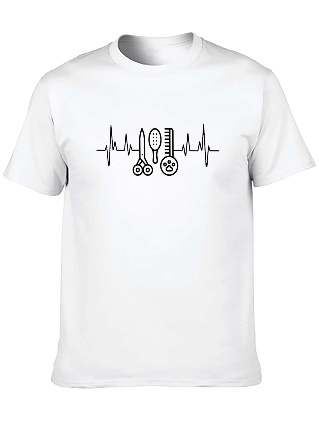 Dog Groomer Heartbeat T-Shirt - Black