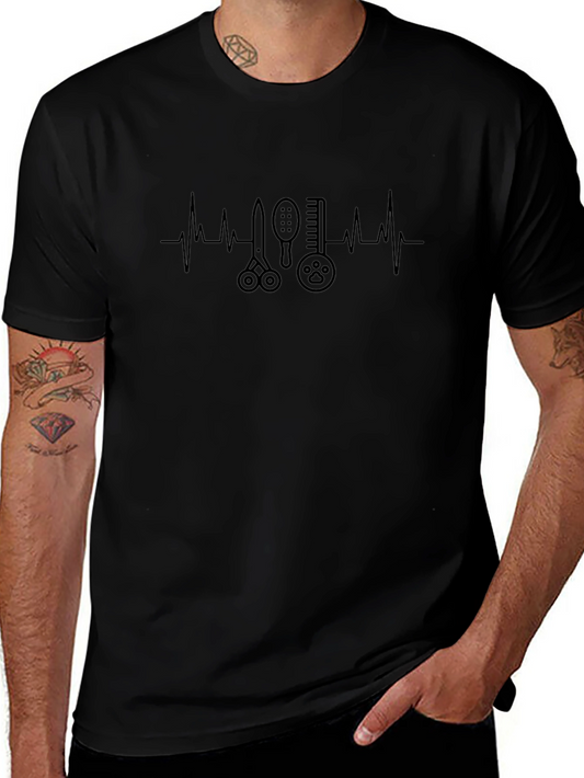 Dog Groomer Heartbeat T-Shirt - Black