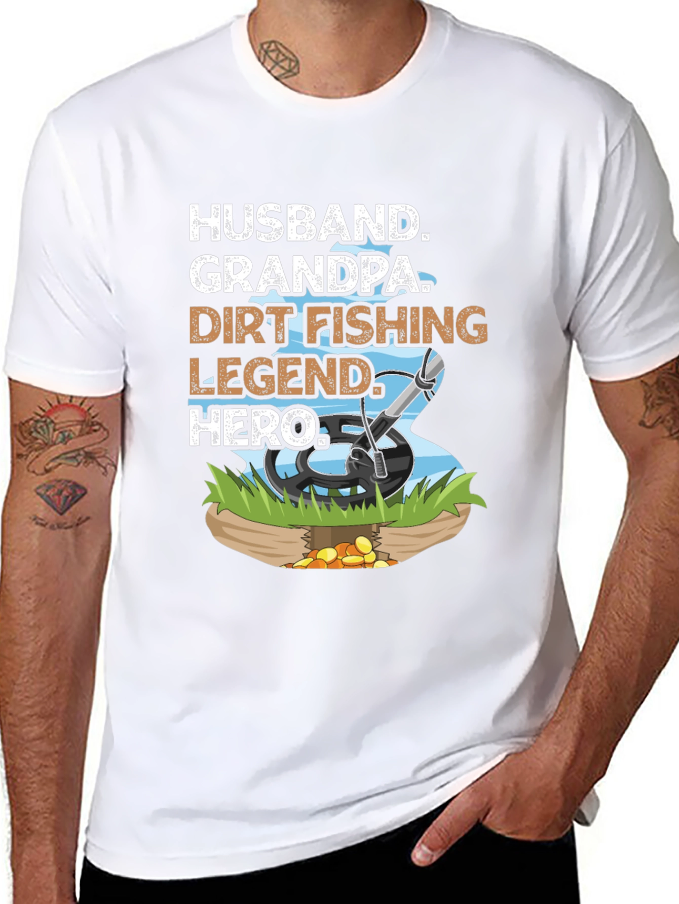 Husband Grandpa Dirt Fishing Legend Hero Tee