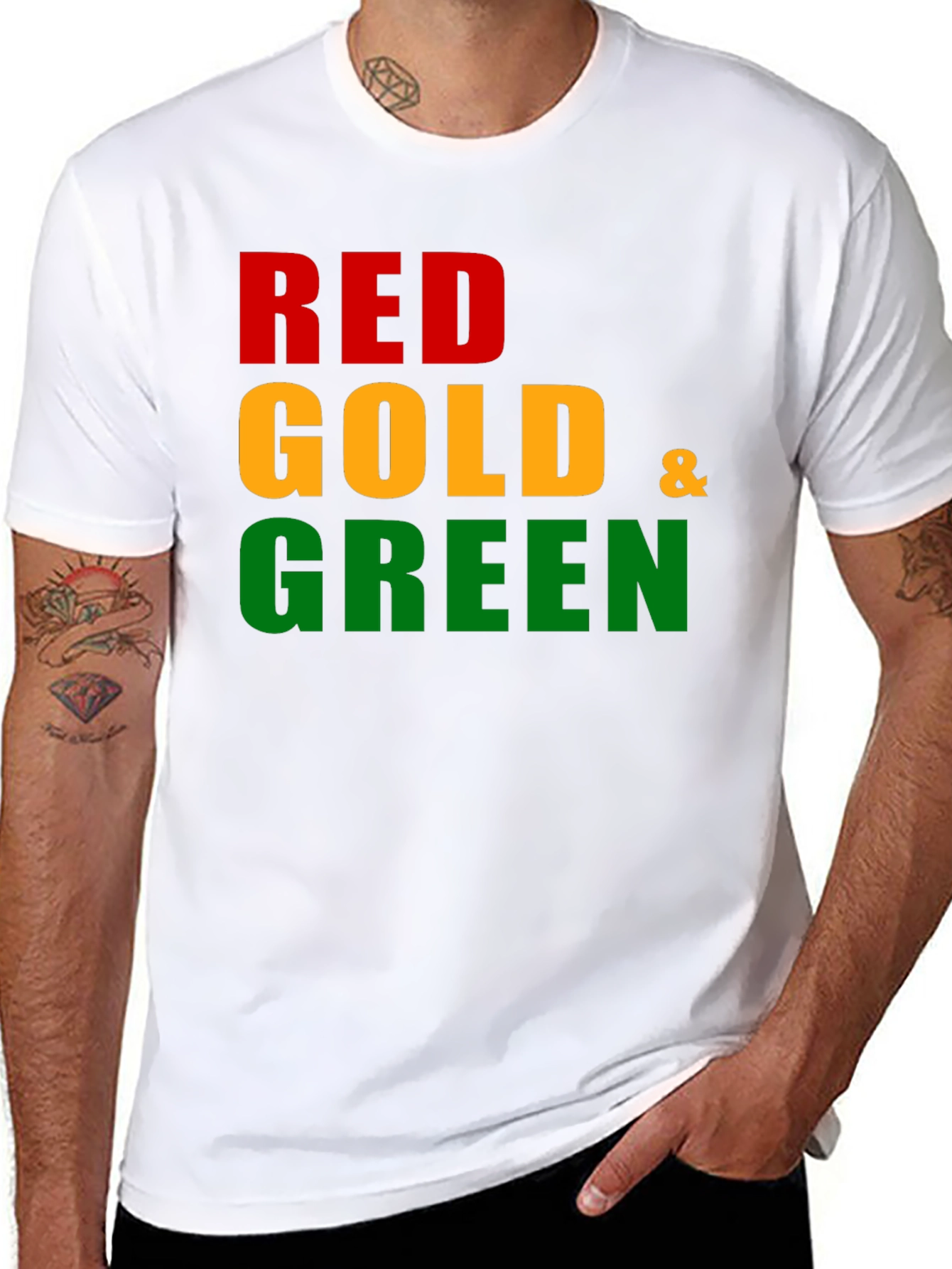 Red Gold & Green Graphic Tee - Black