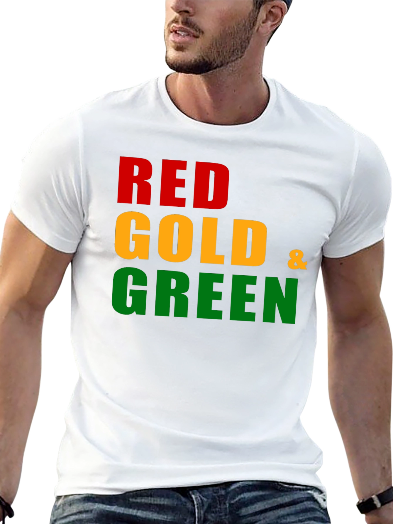 Red Gold & Green Graphic Tee - Black