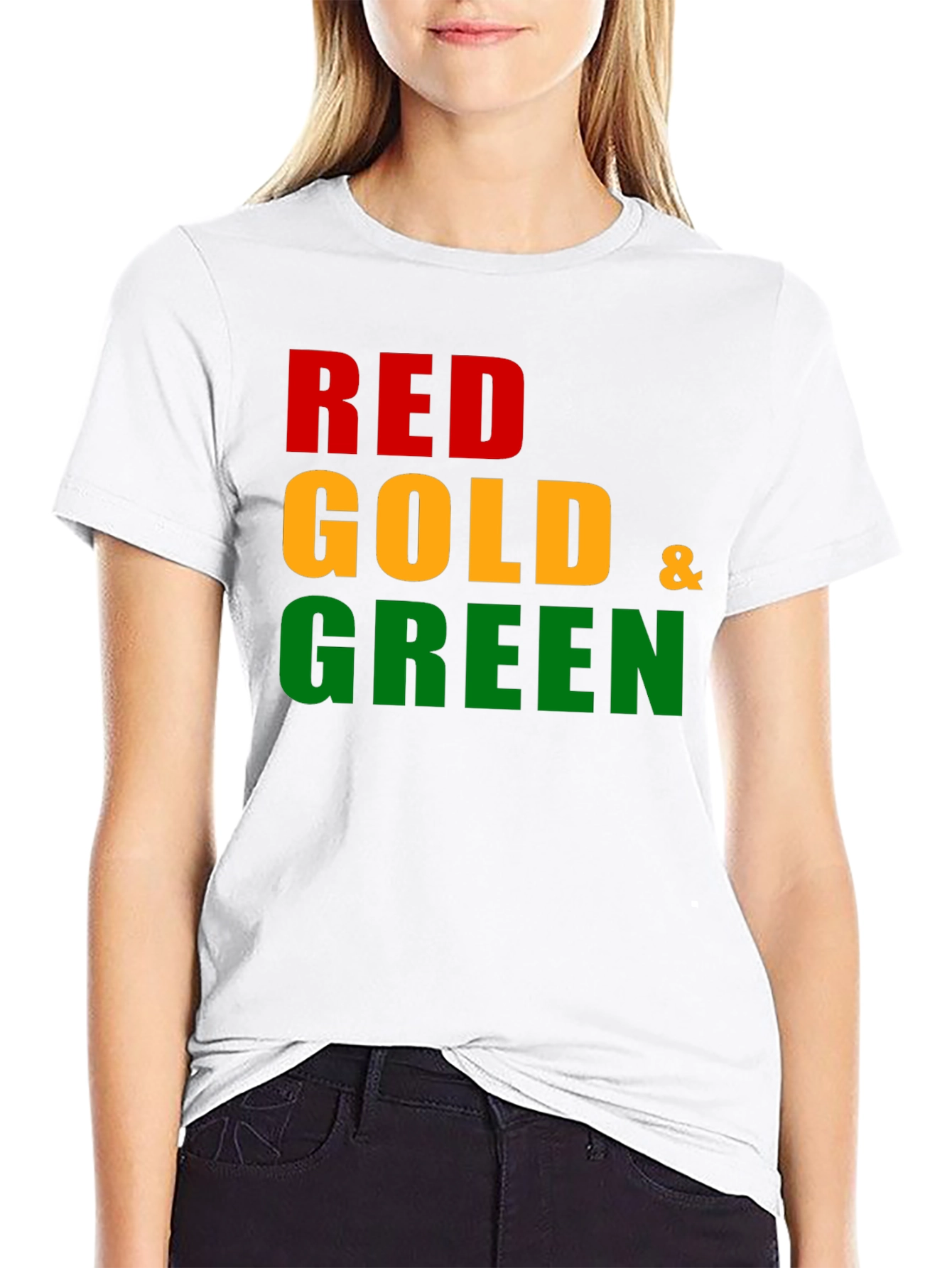 Red Gold & Green Graphic Tee - Black