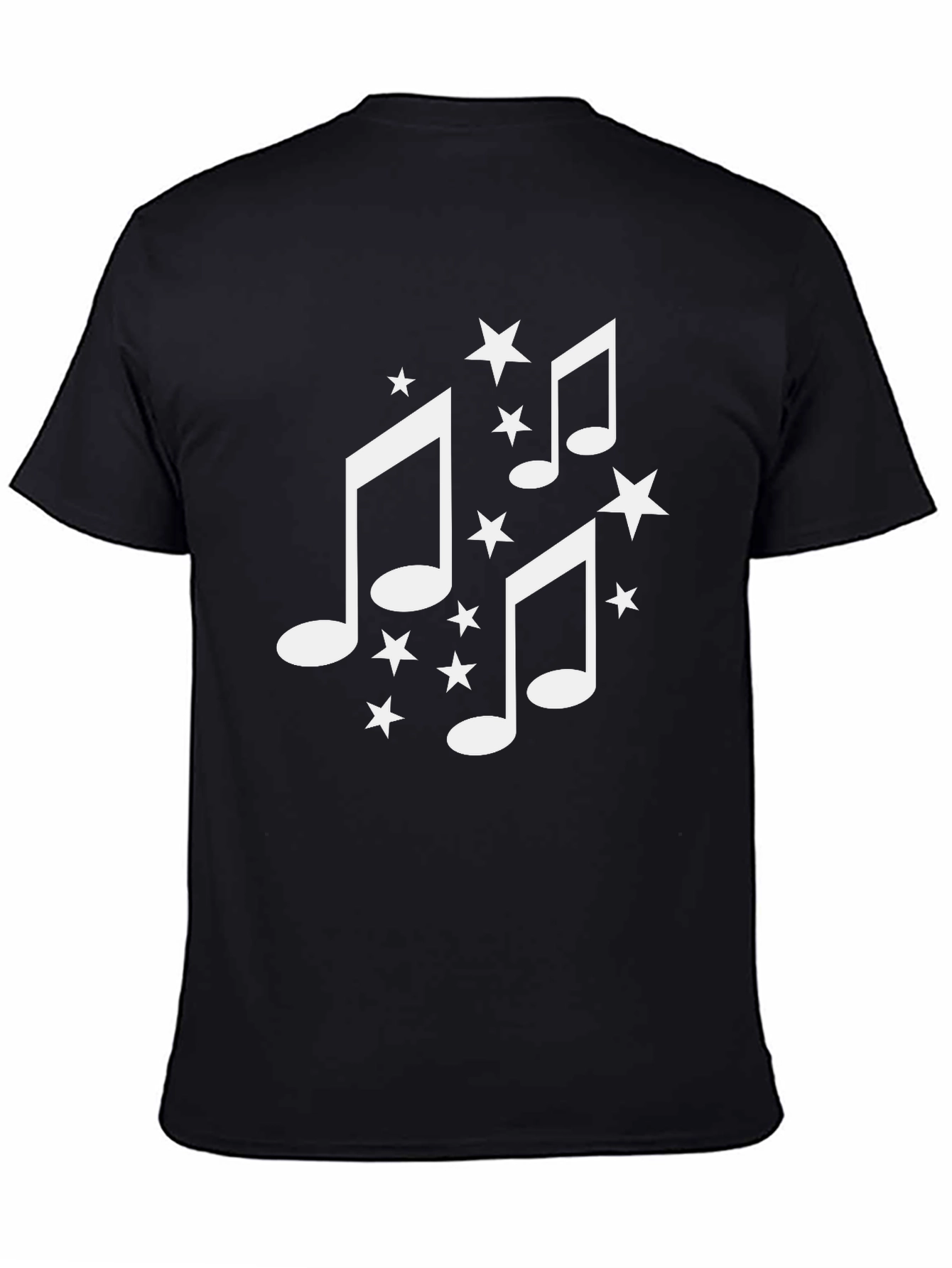 Musical Note Star Graphic Tee - Black T-Shirt