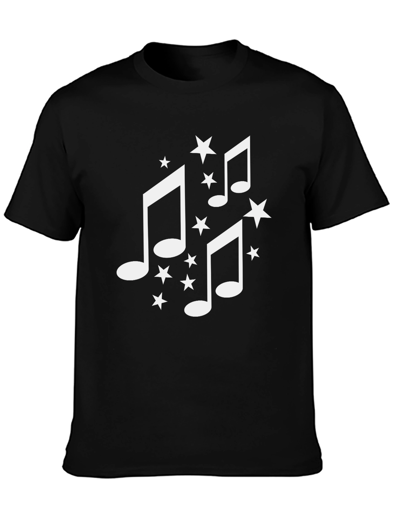 Musical Note Star Graphic Tee - Black T-Shirt