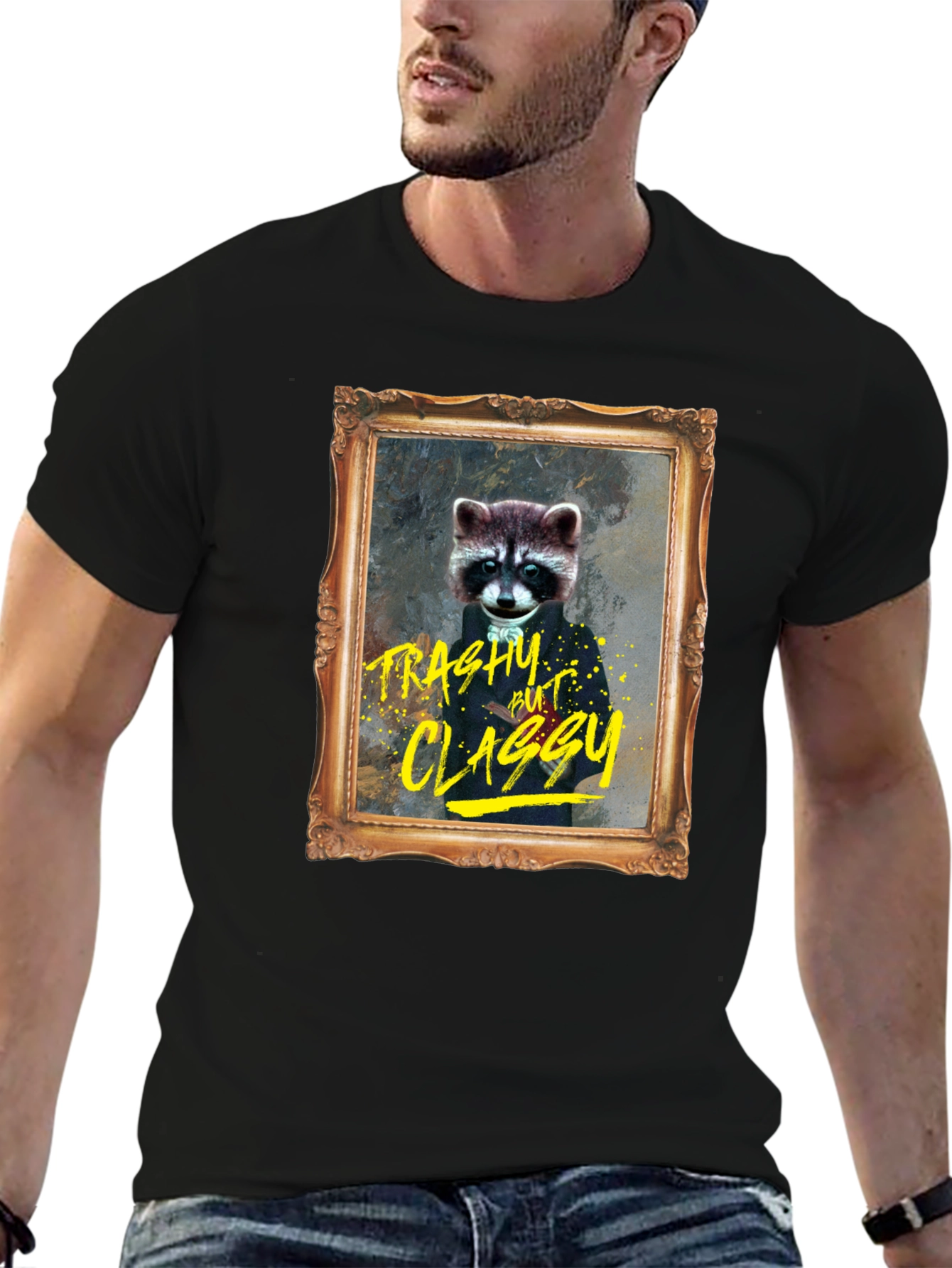 Trashy But Classy Raccoon T-Shirt - Funny Novelty Tee