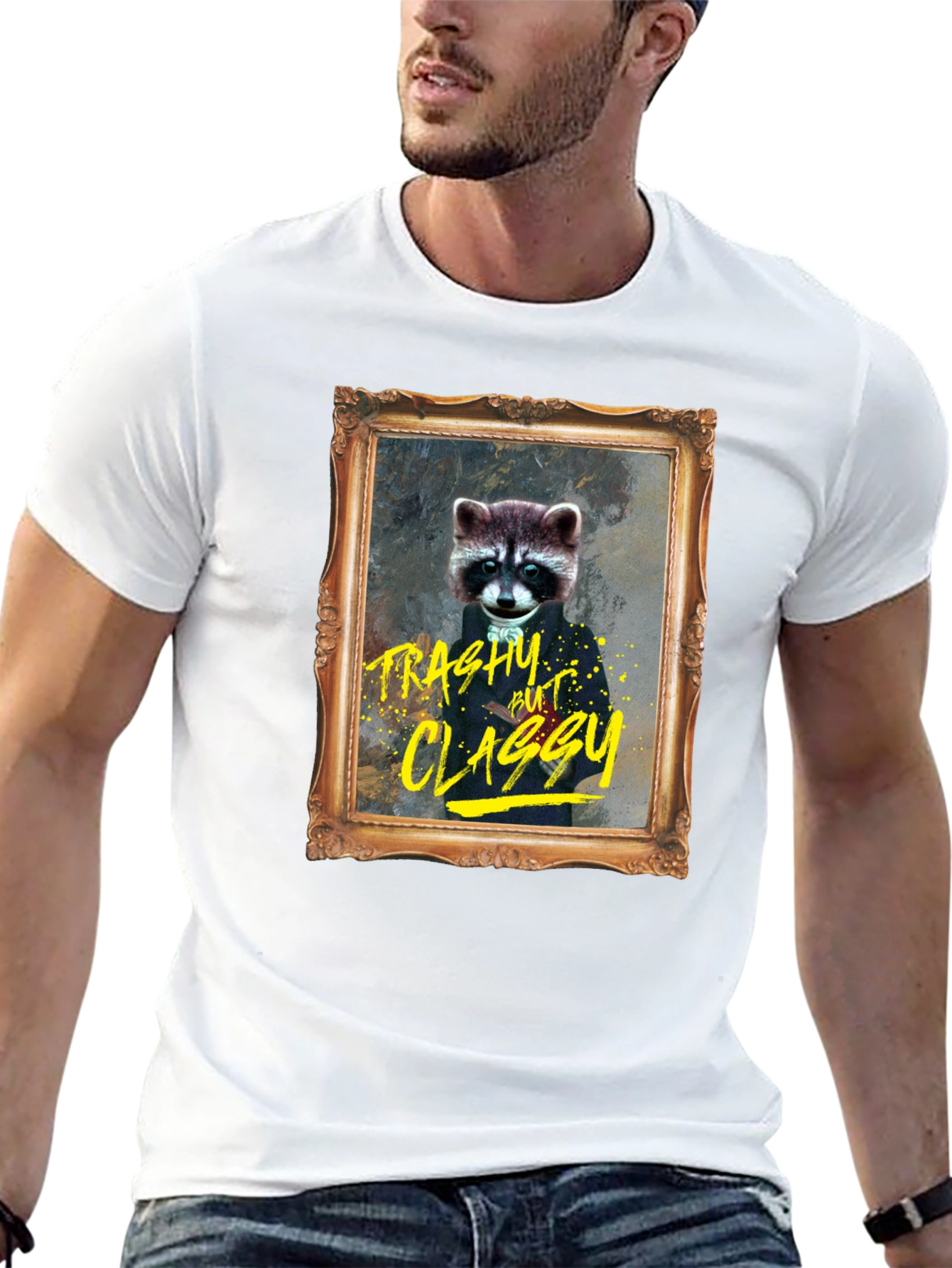 Trashy But Classy Raccoon T-Shirt - Funny Novelty Tee