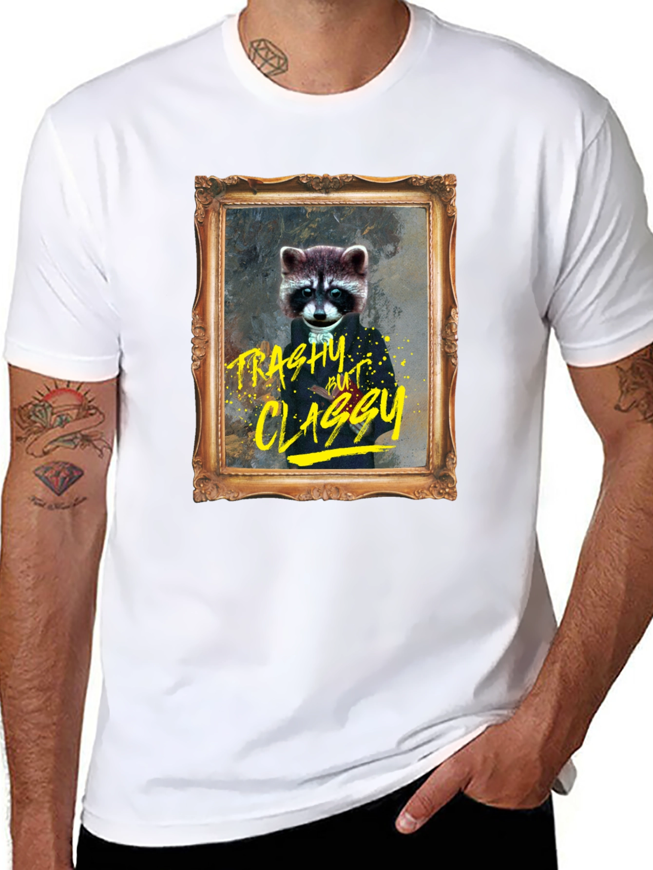 Trashy But Classy Raccoon T-Shirt - Funny Novelty Tee