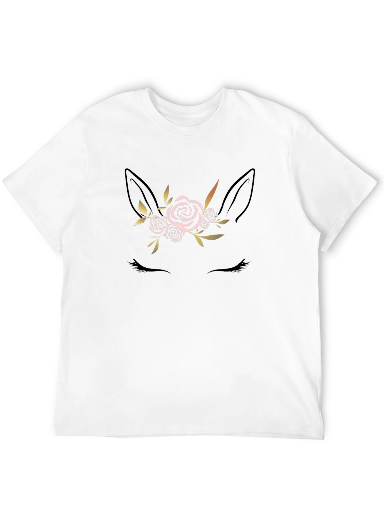 Floral Unicorn Graphic Black T-Shirt