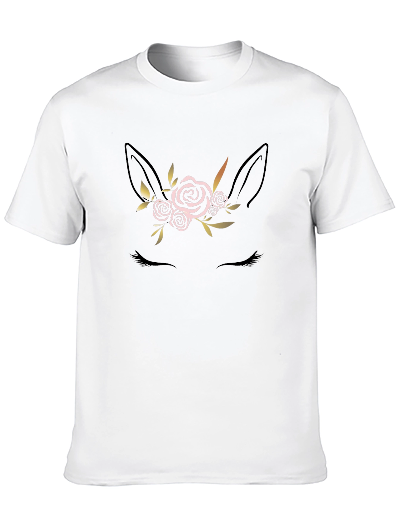 Floral Unicorn Graphic Black T-Shirt