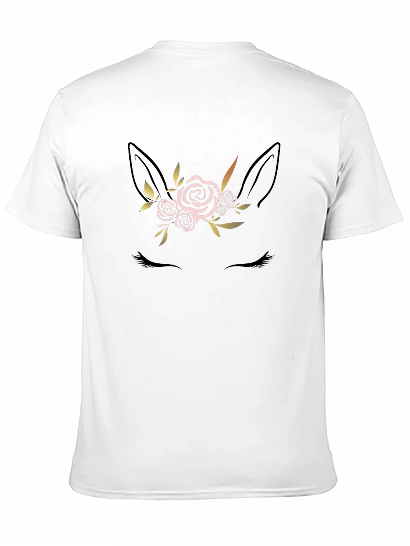 Floral Unicorn Graphic Black T-Shirt