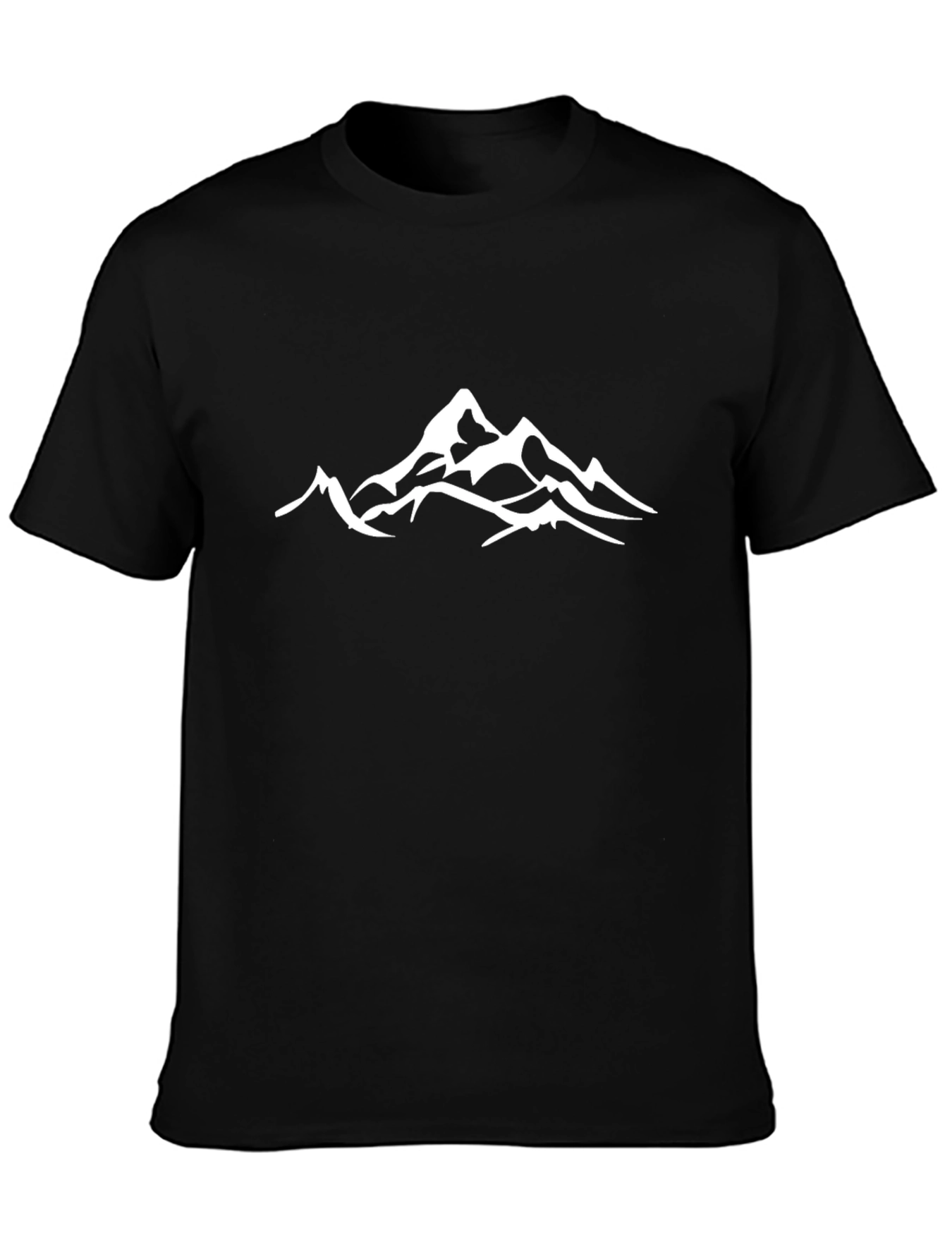 Mountain Peak Graphic Tee - Black Cotton Casual T-Shirt