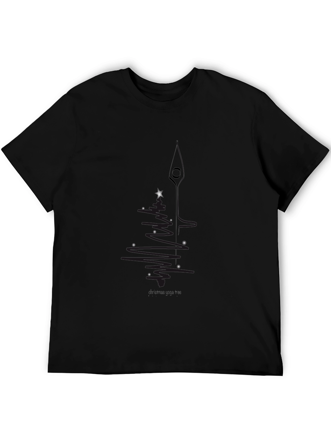 Minimalist Starry Line Art Black T-Shirt