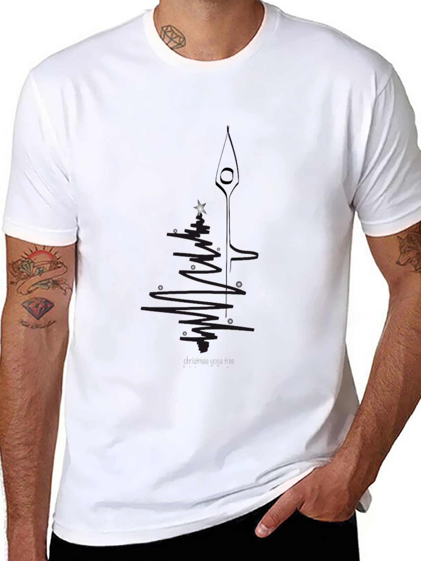 Minimalist Starry Line Art Black T-Shirt