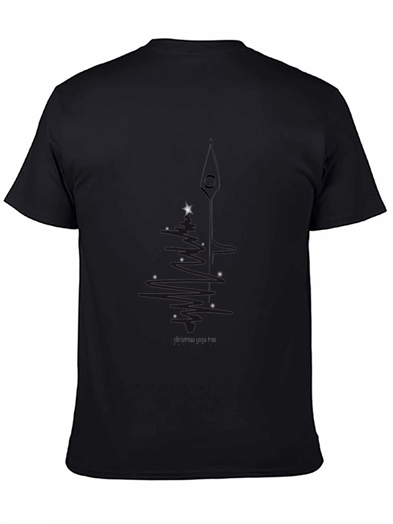 Minimalist Starry Line Art Black T-Shirt