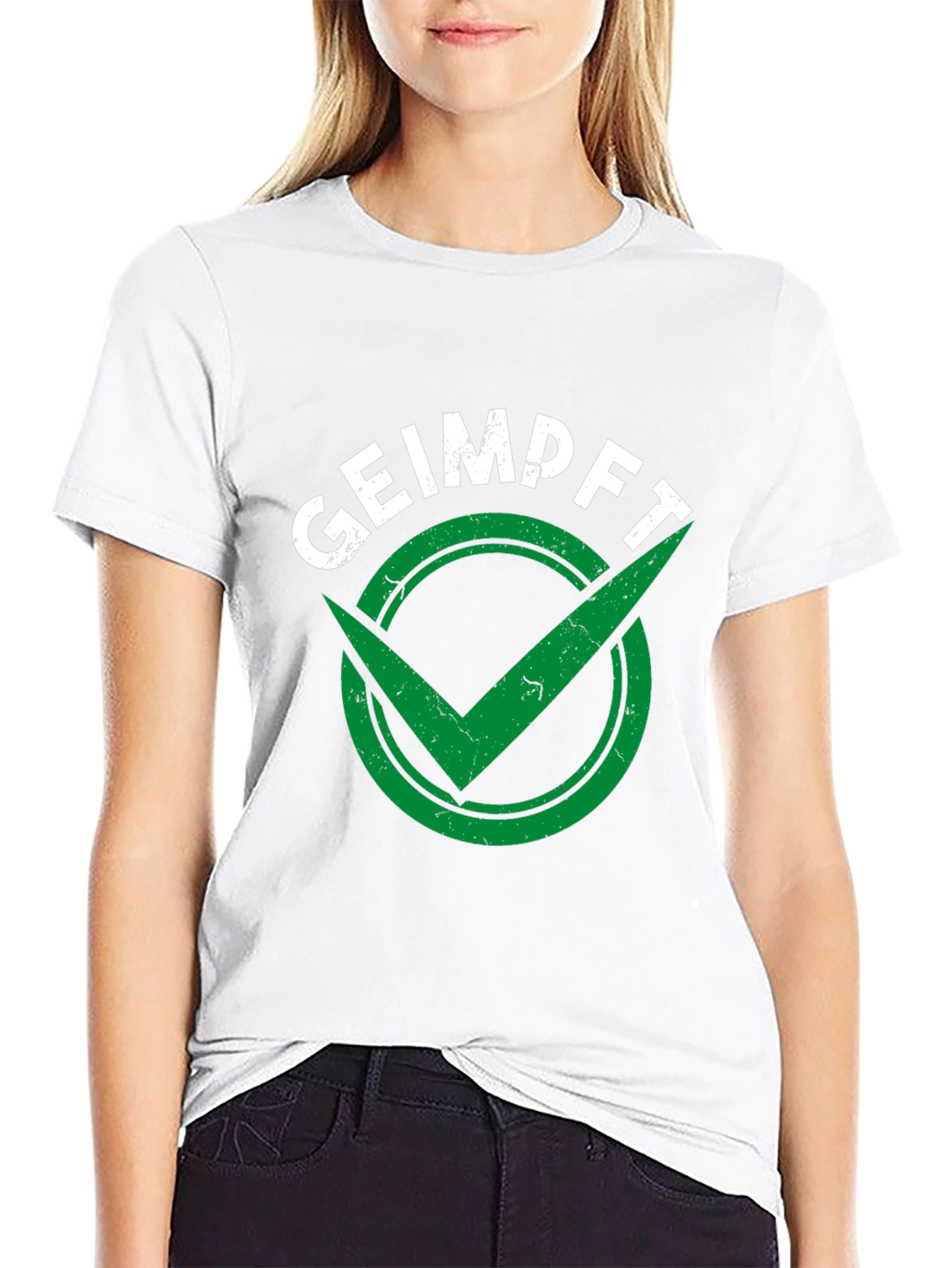 Geimpft Vaccinated Checkmark Black T-Shirt