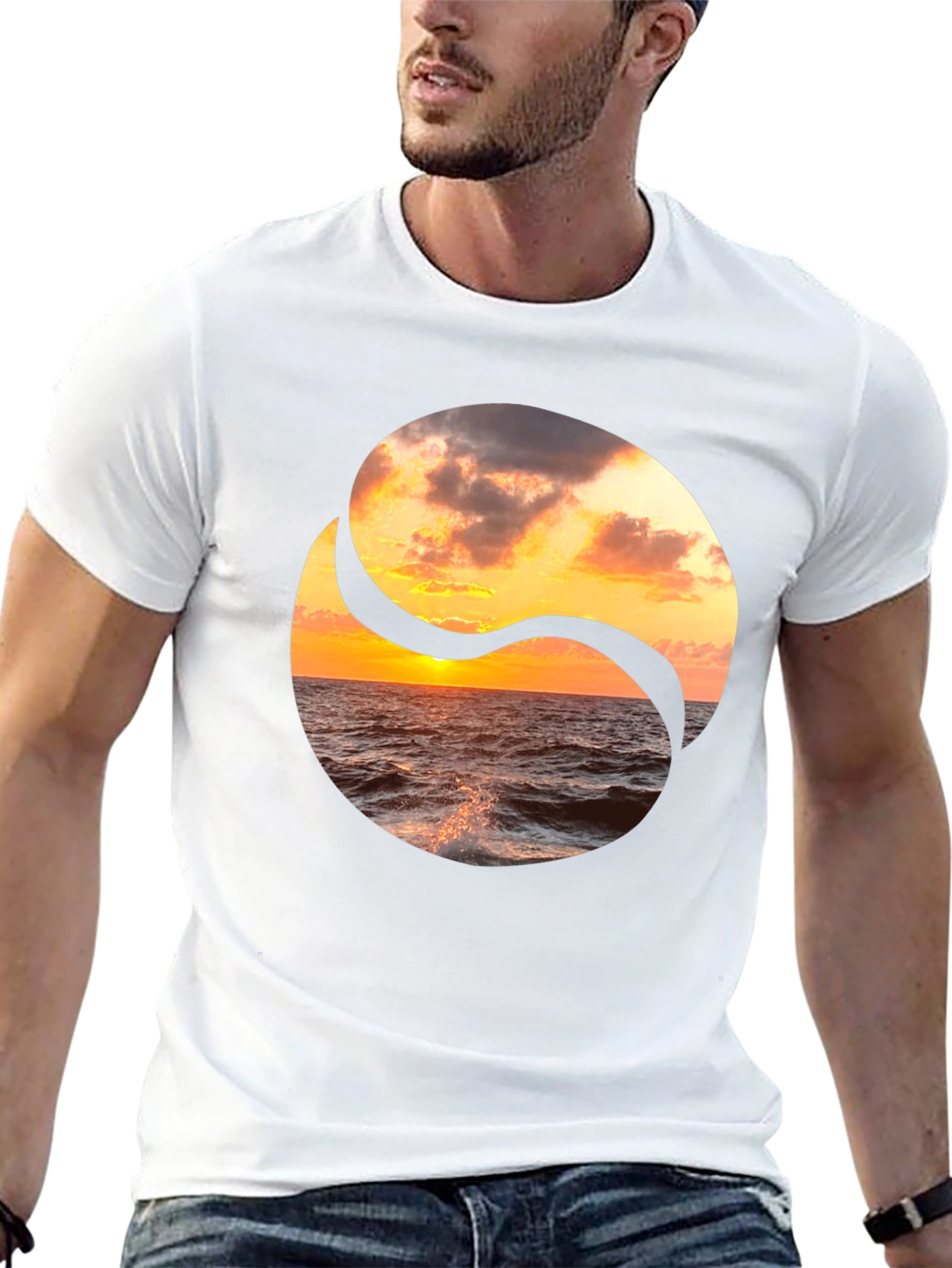 Yin Yang Ocean Sunset Graphic Tee
