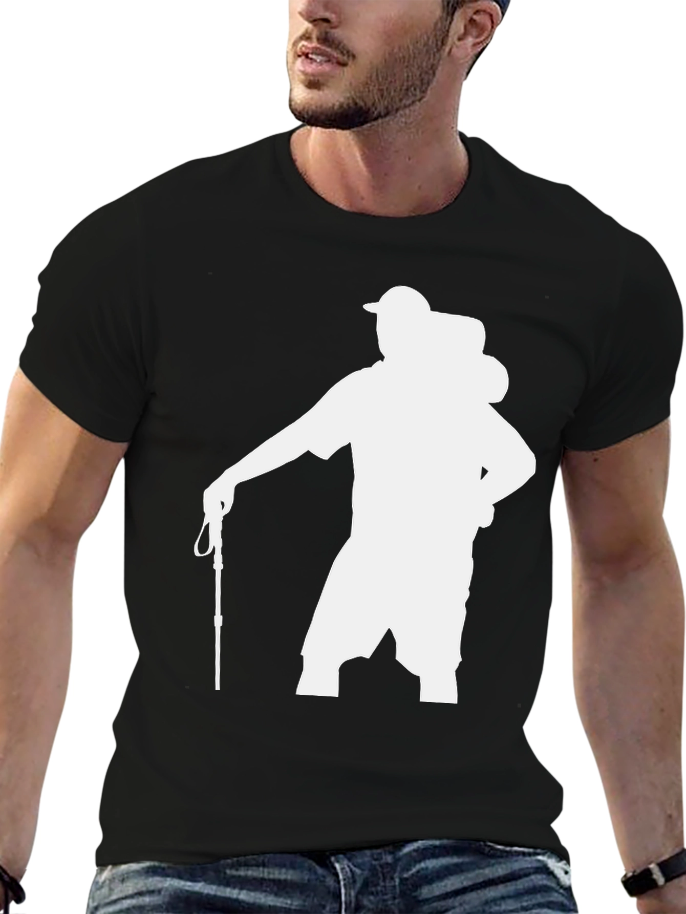 Hiker Silhouette Graphic T-Shirt - Black
