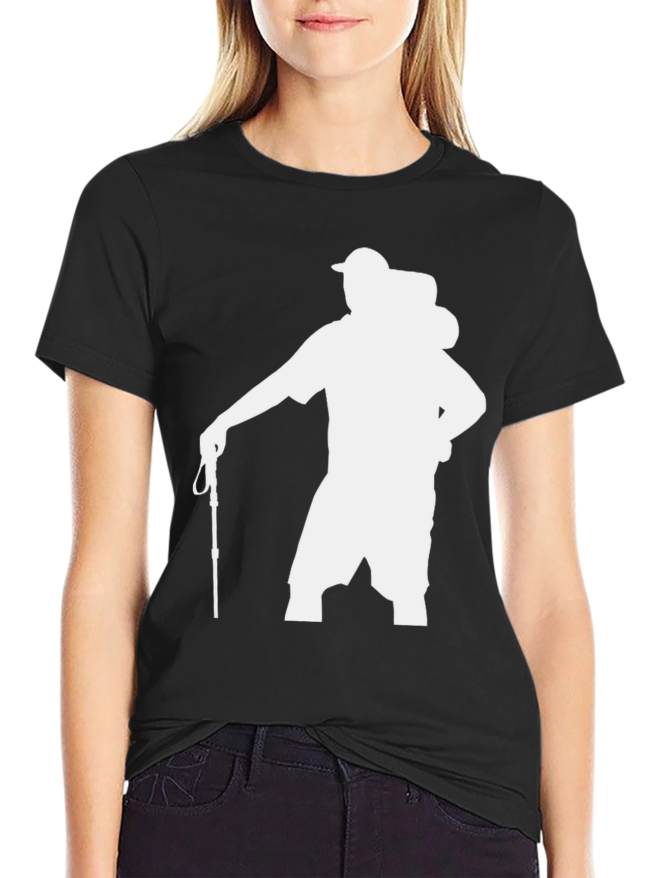 Hiker Silhouette Graphic T-Shirt - Black