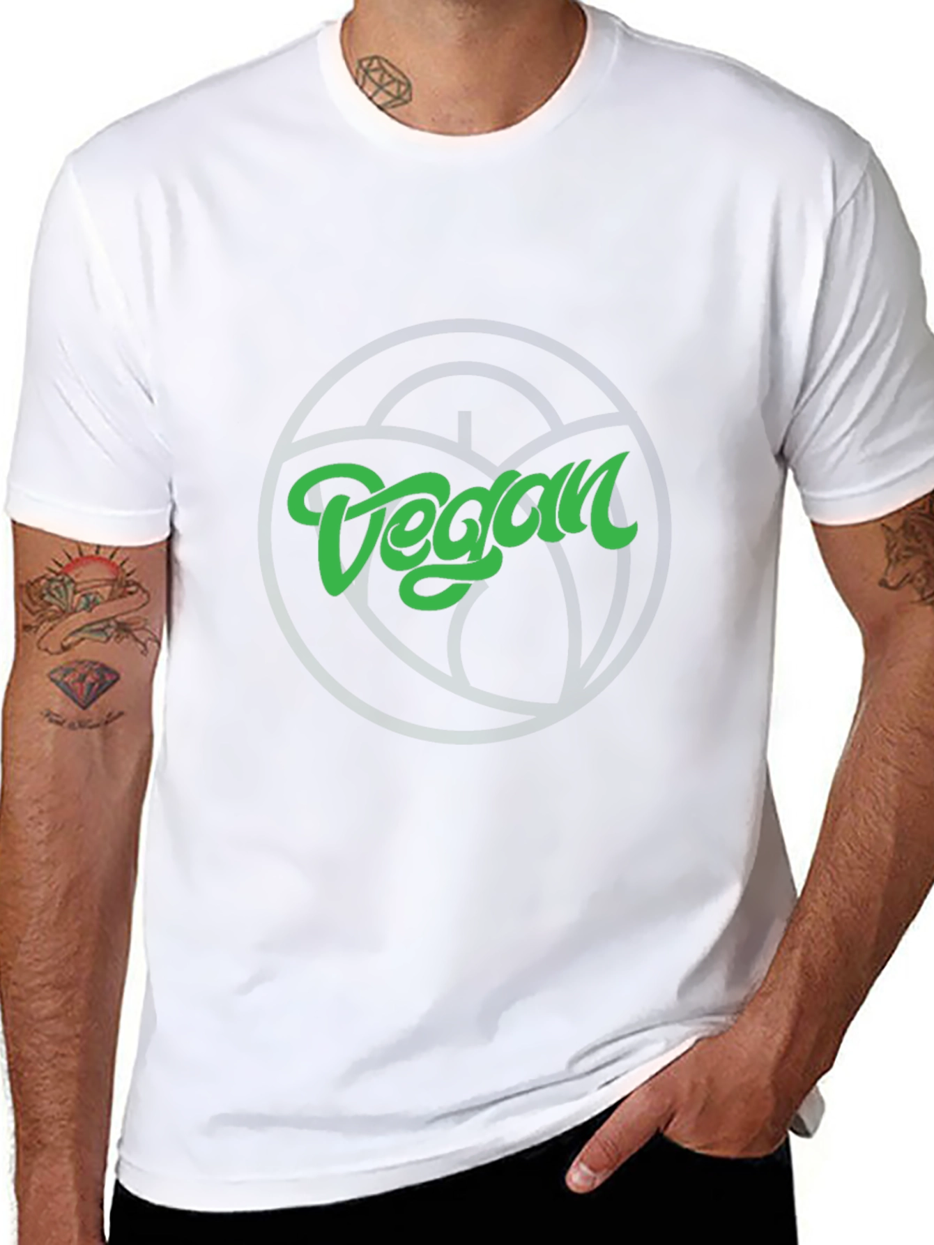 Vegan Graphic Tee - Black Crew Neck T-Shirt